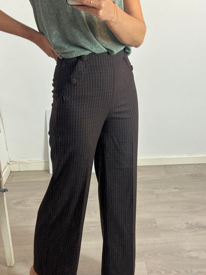 MONOPRIX. Pantalón cuadros pata ancha. T 36