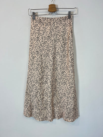 OTRAS. Falda midi satinada estampada. T XS/S