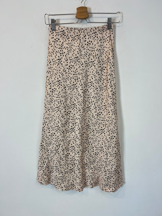 OTRAS. Falda midi satinada estampada. T XS/S