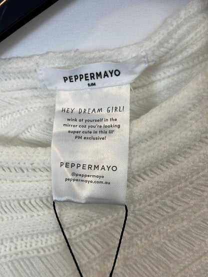 PAPERMAYO. White open knit dress Ts/m