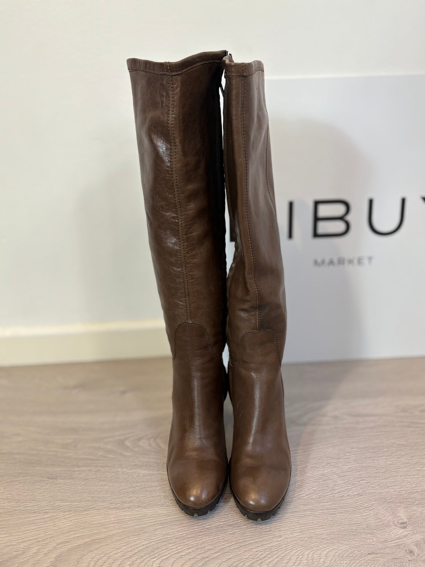 KATE. Botas altas marrón  piel. T 40