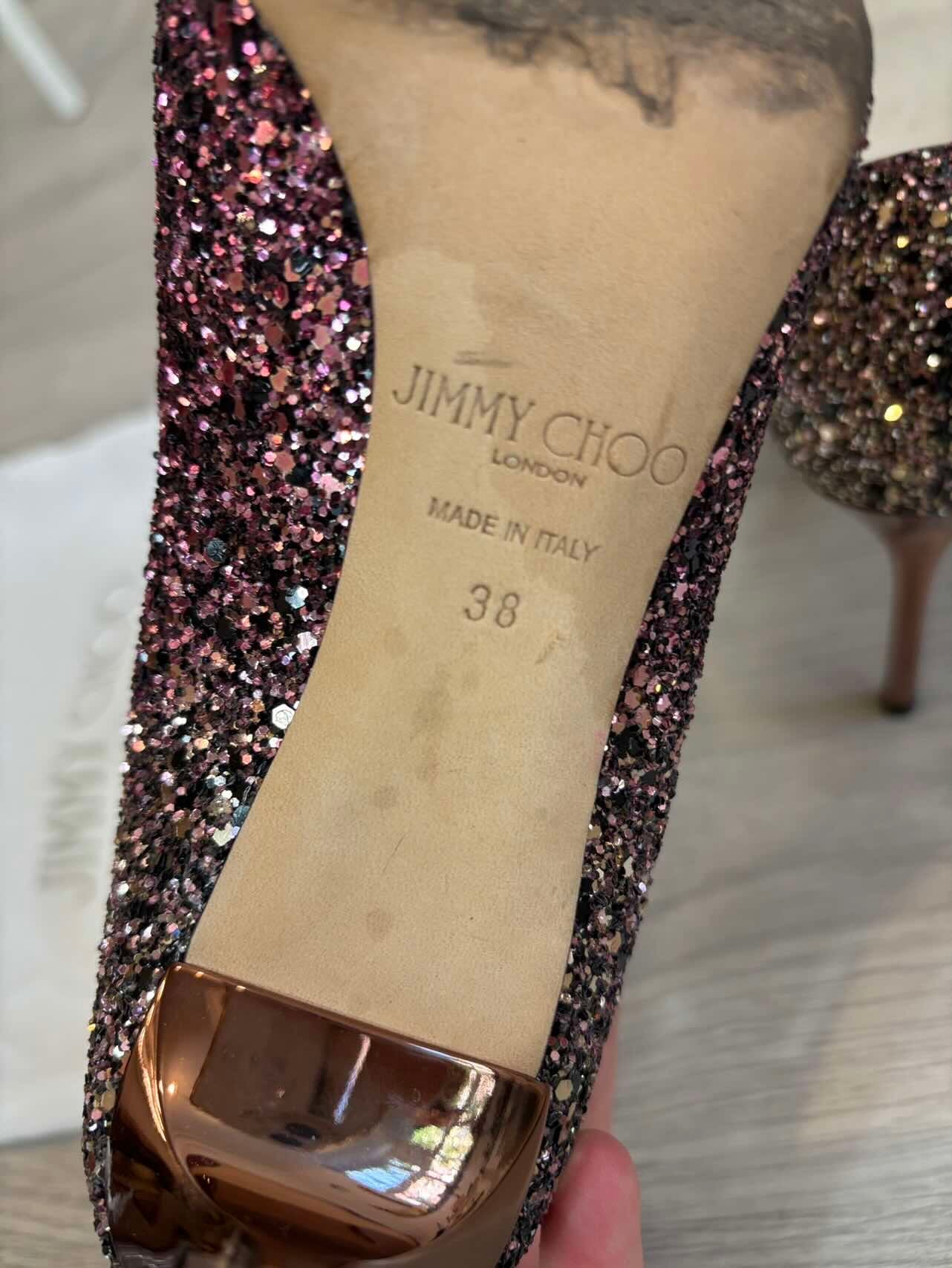 JIMMY CHOO. Salones Romy 85 glitter. T 38