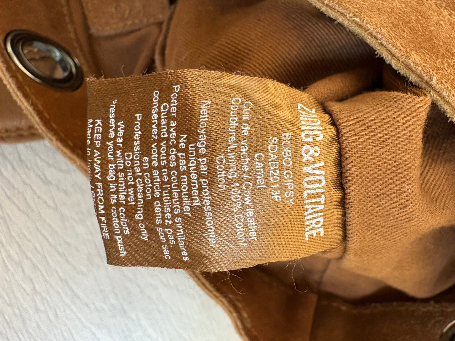 ZADIG & VOLTAIRE. Bolso bandolera ante flecos
