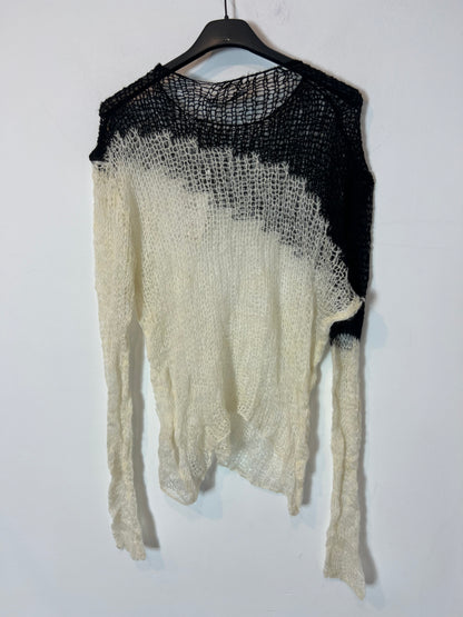 ZARA. Two-tone open knit top. TM