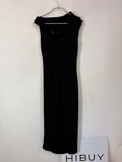 ZARA. Vestido largo negro textura