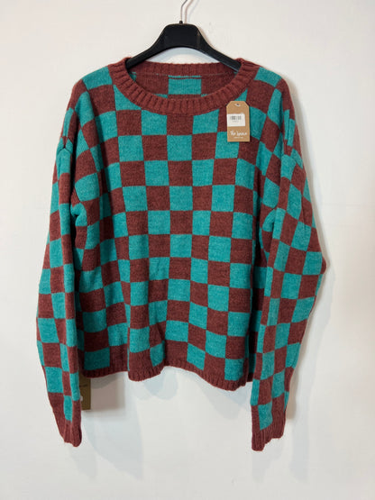 OTHERS. Green and tile checked sweater YOUR(s)