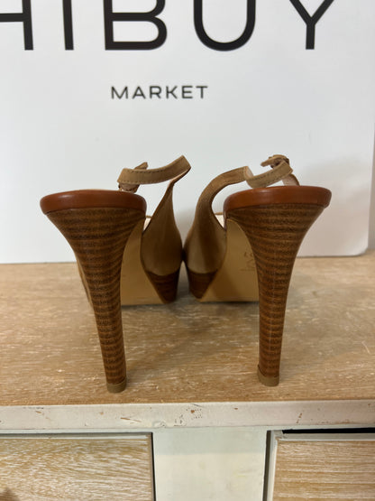 LODI. Tacones piel camel peeptoes. T 39