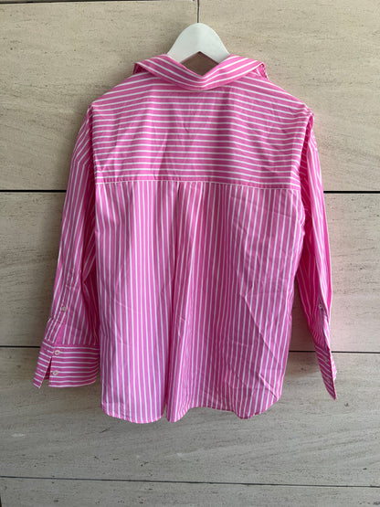 ZARA. Camisa rosa rayas. T XS