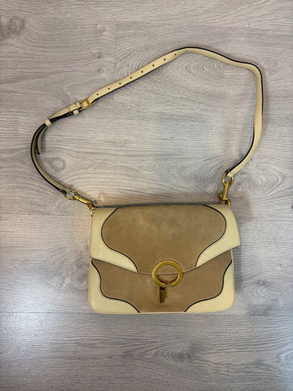 SANDRO. Bolso beige piel doble textura