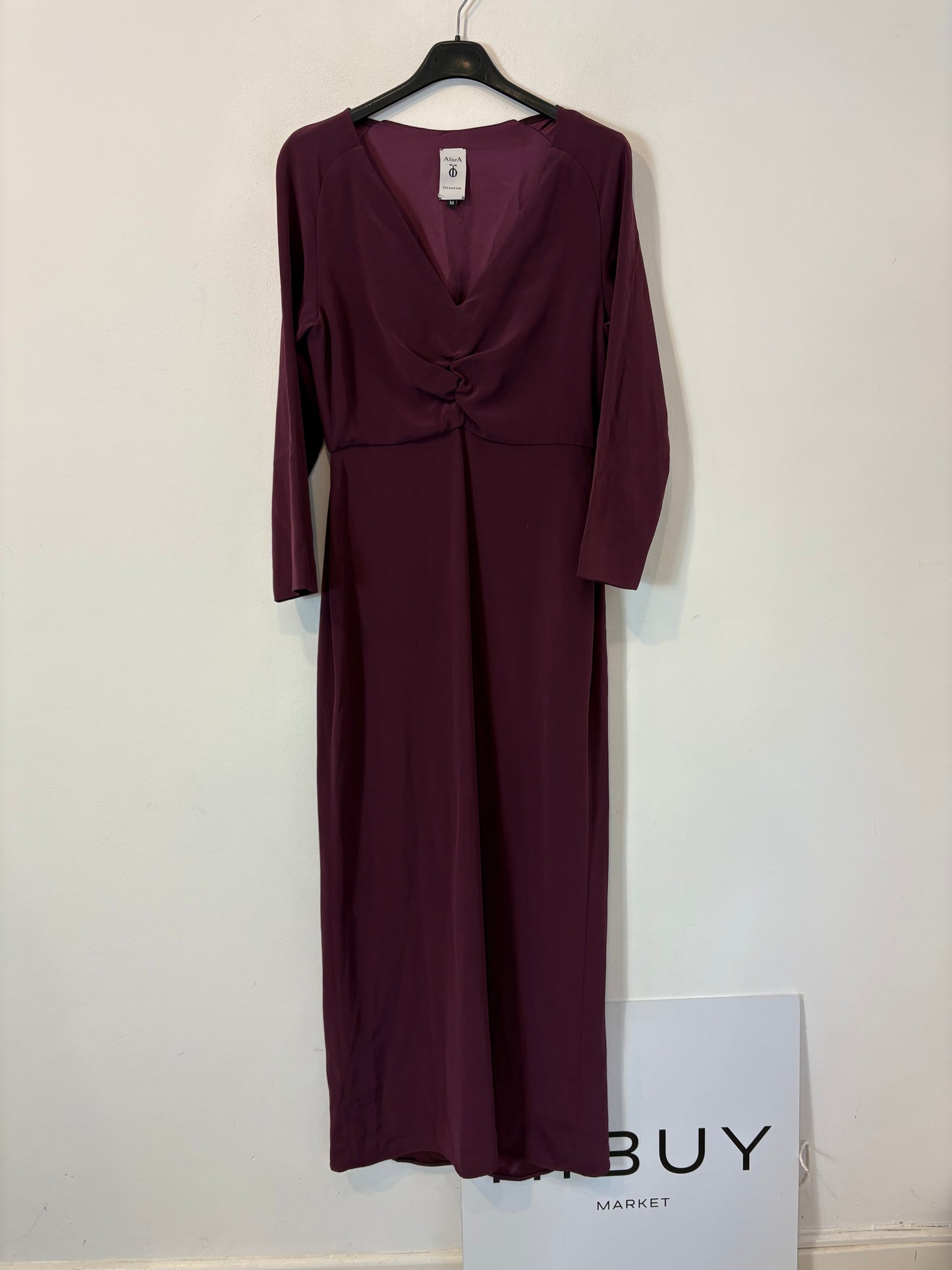 AFORA. Vestido largo fruncido cintura