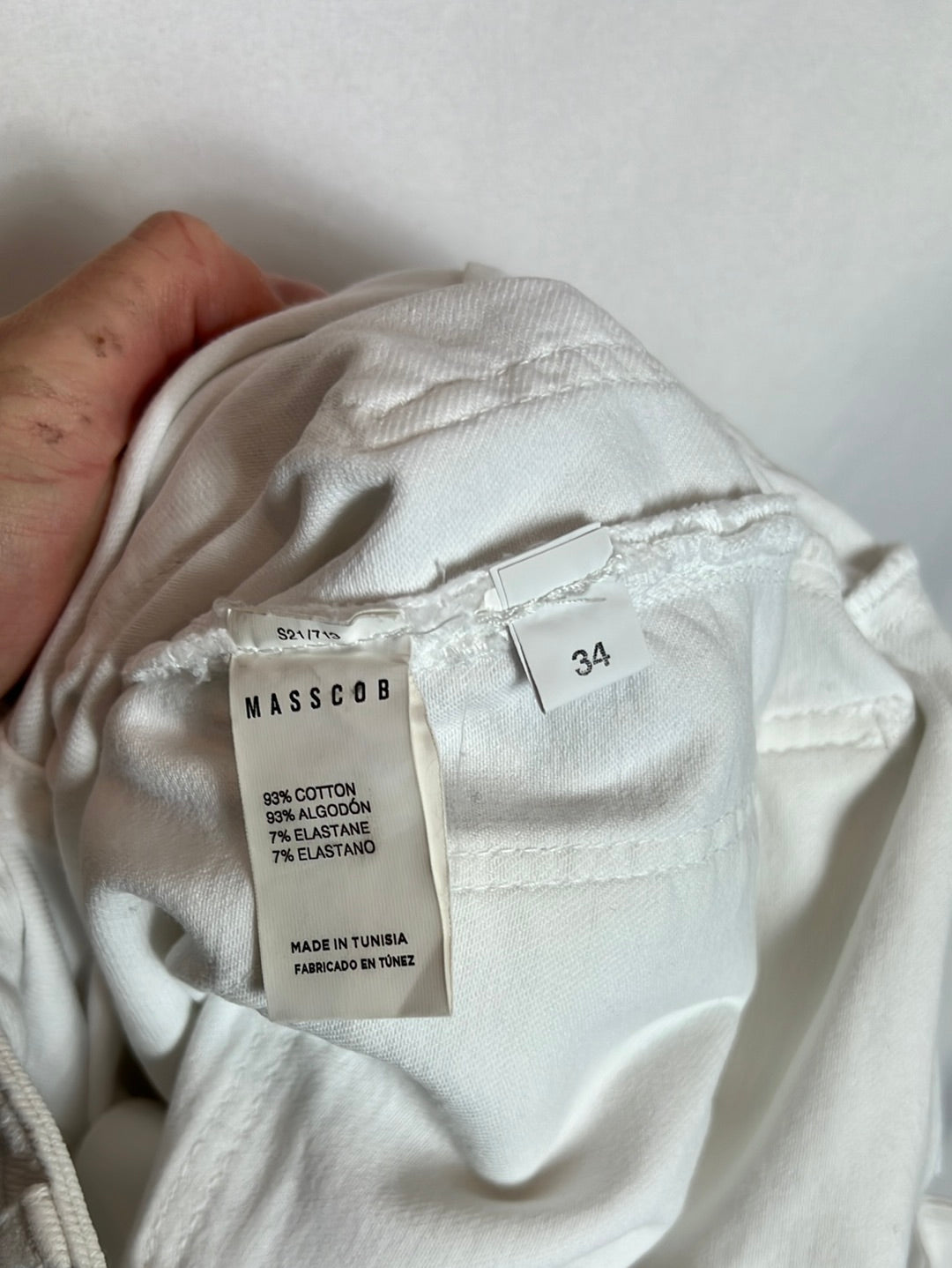 MASSCOB. Pantalón blanco pata ancha bolsillos. T 34