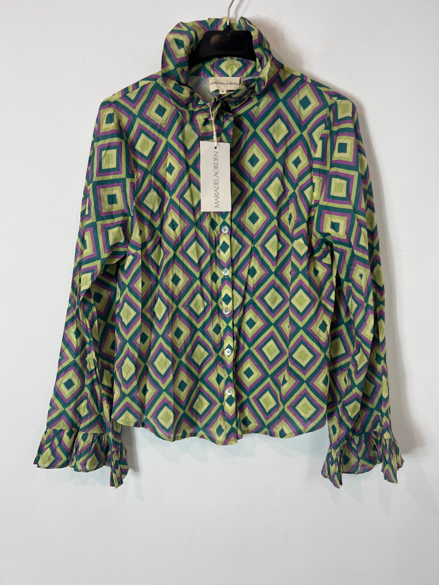 MARIA DE LA ORDEN. Total look with retro green print TM (XS/S)
