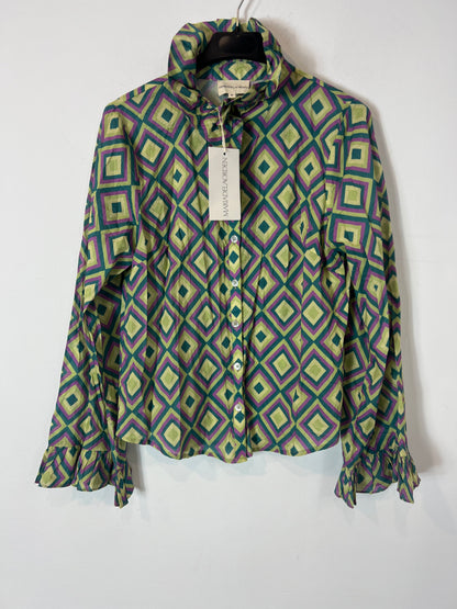 MARIA DE LA ORDEN. Total look with retro green print TM (XS/S)