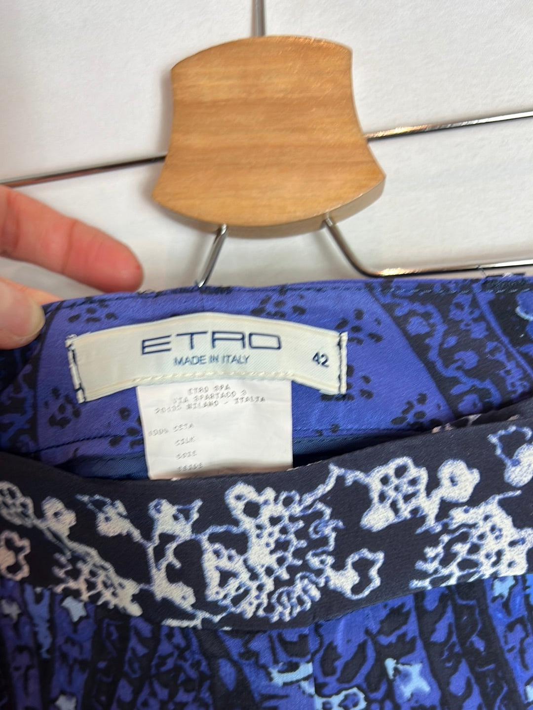 ETRO. Pantalones estampado anchos azules T.42(36)