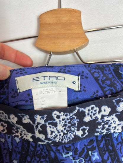 ETRO. Pantalones estampado anchos azules T.42(36)