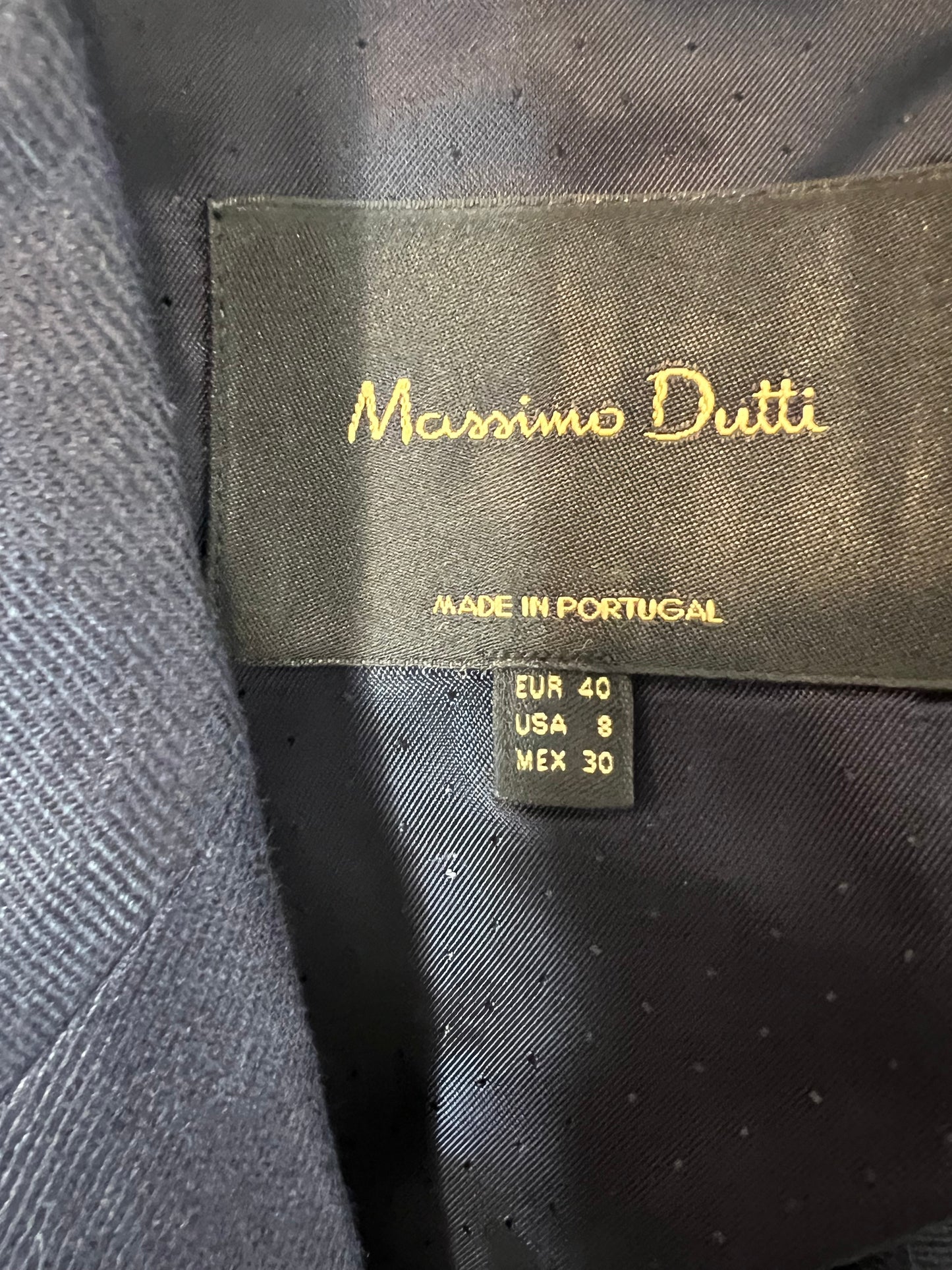 MASSIMO DUTTI. blue linen blazer T.40