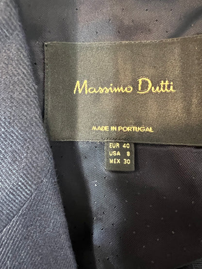 MASSIMO DUTTI. blue linen blazer T.40