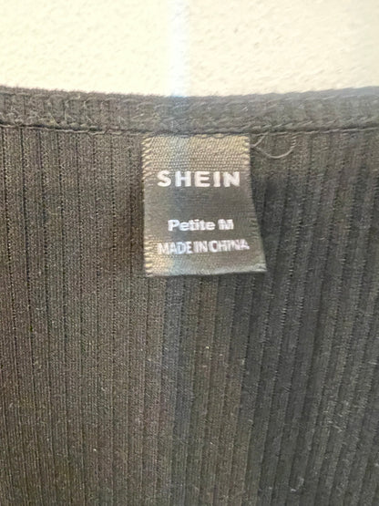 SHEIN. Vestido negro entallado canalé. T M