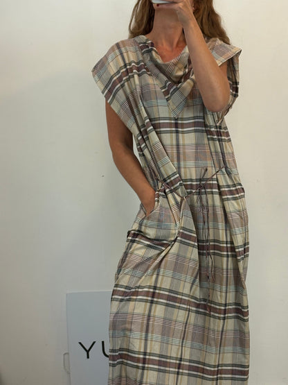 MARLOTA. Vestido largo cuadros textura ligera
