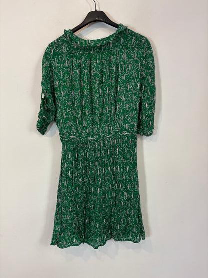 BA&SH. Vestido croto verde estampado