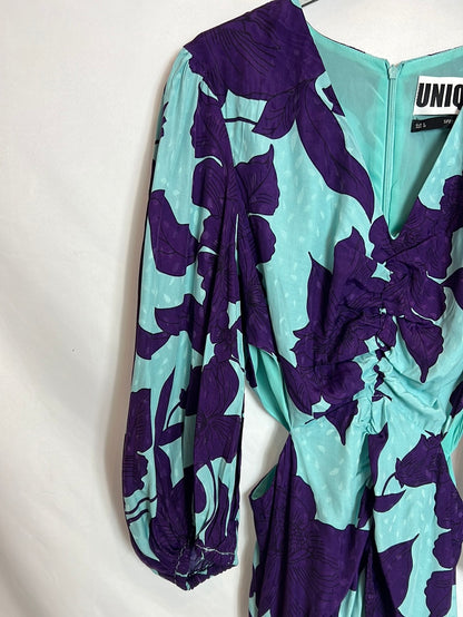 SEFRA UNIQUE. Long printed dress with slits. TS