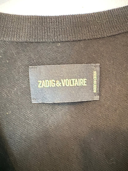 ZADIG & VOLTAIRE. Jersey negro lana cuello pico