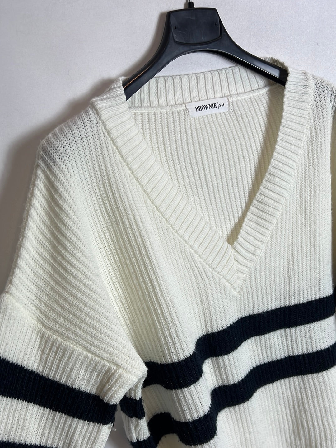 BROWNIE. Jersey blanca rayas azules . T S/M