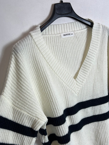 BROWNIE. Jersey blanca rayas azules . T S/M