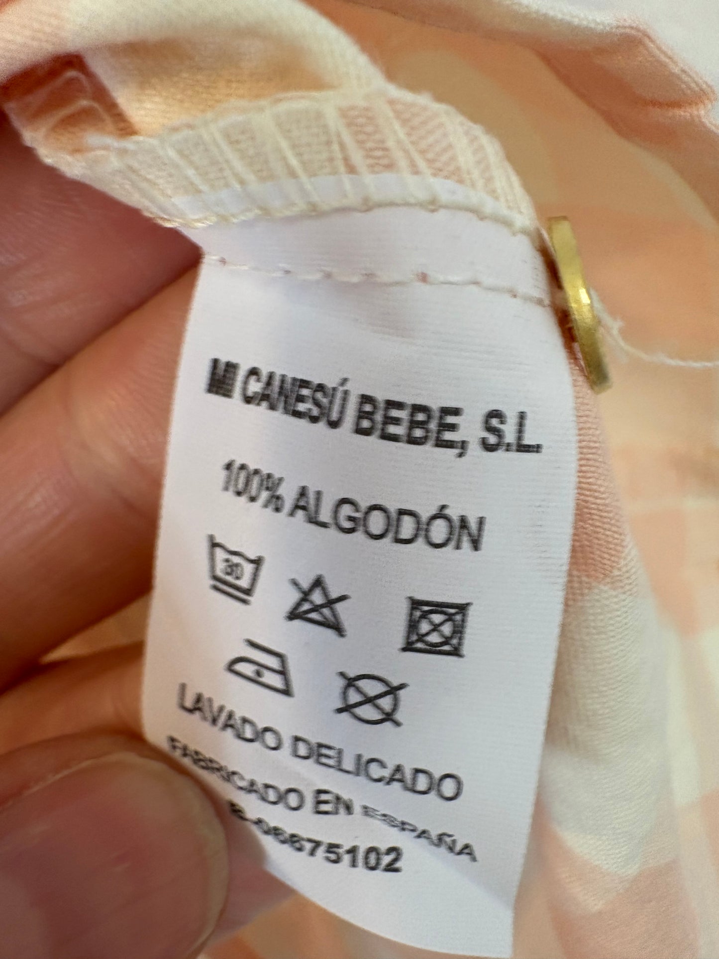 MI CANESÚ.  Camisa vichy cuello bordado. T 36 meses