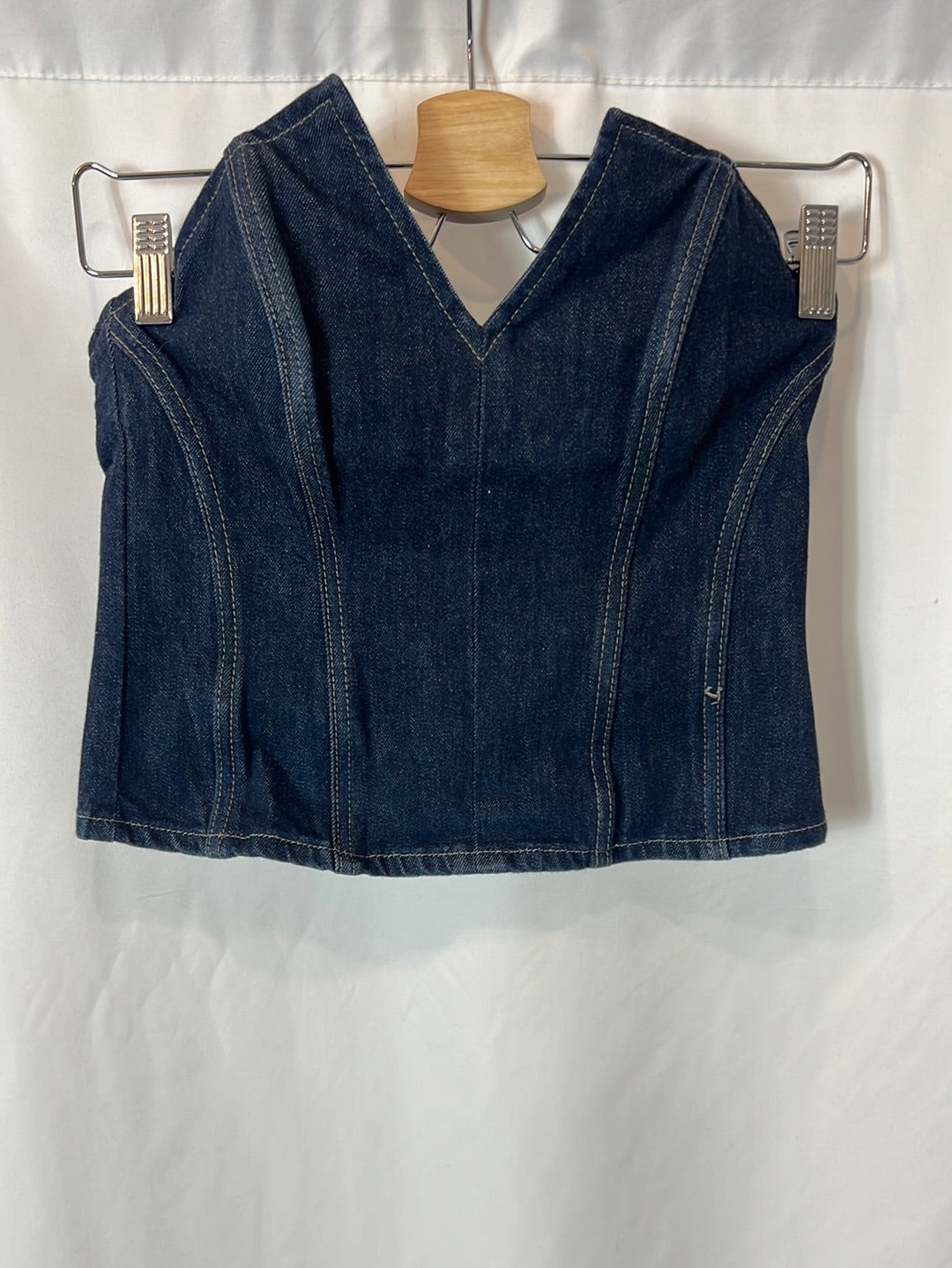 ZARA. Denim whalebone strapless top. TM