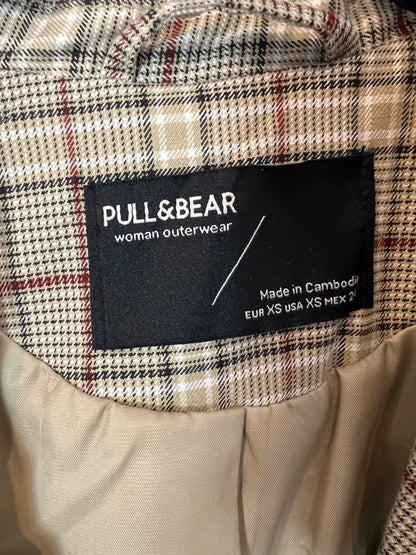 PULL&BEAR. Blazer cuadros tonos verdes y burdeos. T XS