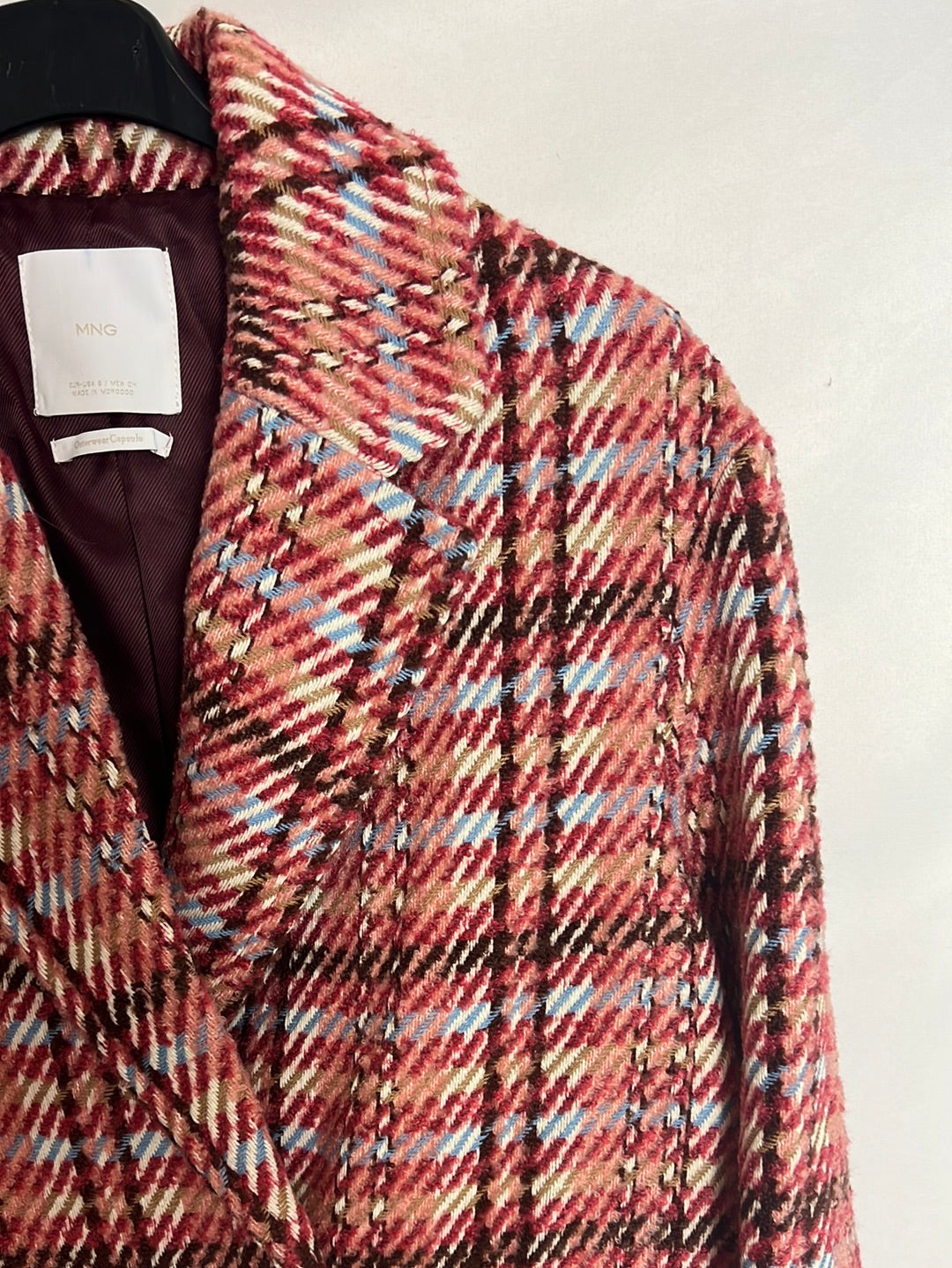 MANGO. Abrigo cuadros colores. T S