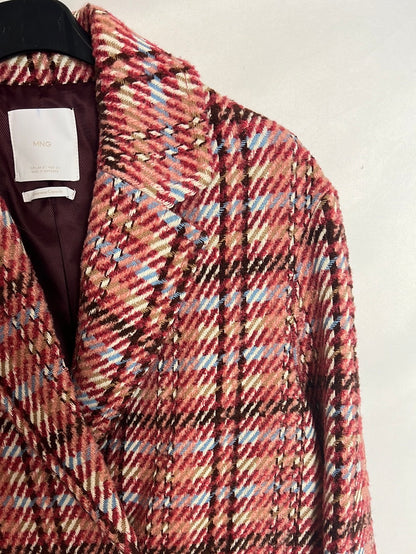 MANGO. Abrigo cuadros colores. T S