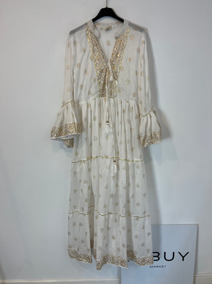 SIYA MADRID. Vestido blanco abalorios T.u(M)