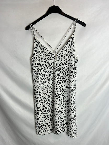 H&M. Vestido corto print T.34