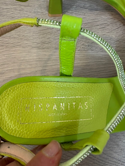 HISPANITAS. Sandalias verdes mini pedrería. T 39