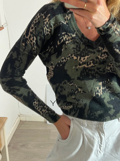 ZADIG&VOLTAIRE. Jersey estampado verdes lana. T S