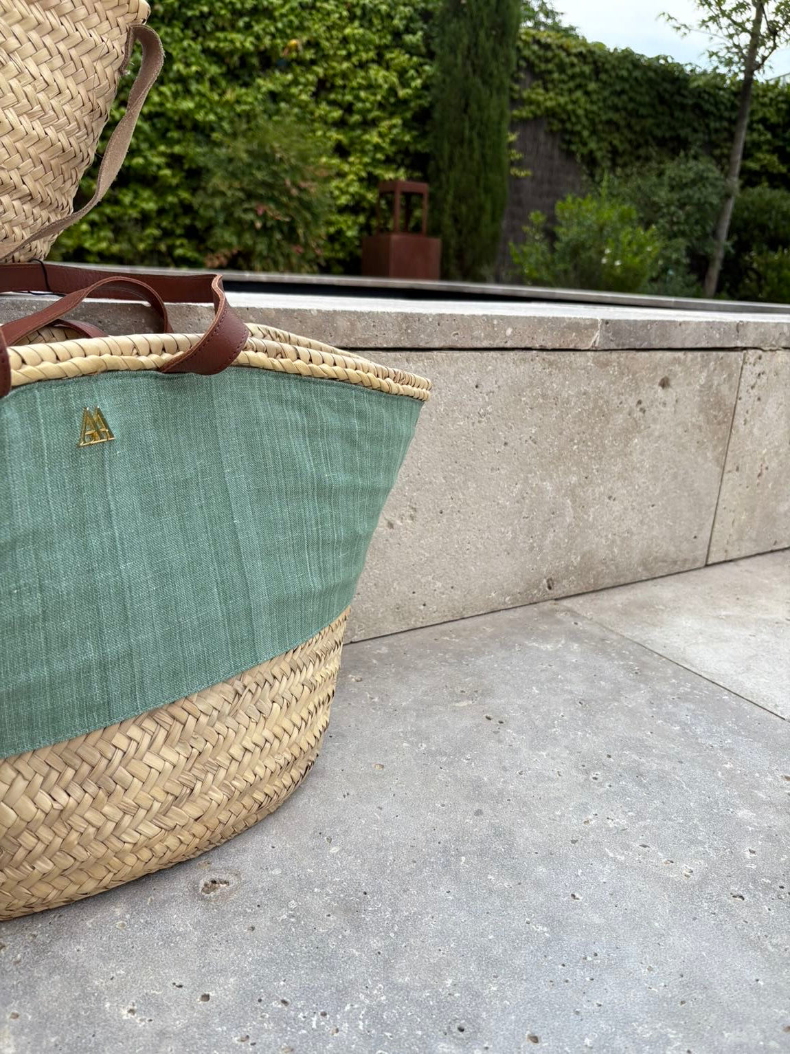 ANSA ANSA Menorca. Cesta grande detalle e verde agua