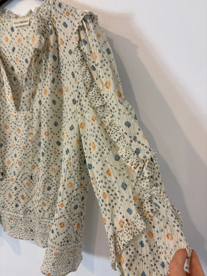 ULLA JOHNSON. Blusa estampada hilos brillo