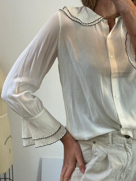 MASSIMO DUTTI. Blusa seda detalle bordados