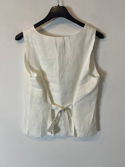 AMAZHIYU. Chaleco lino blanco. T XS
