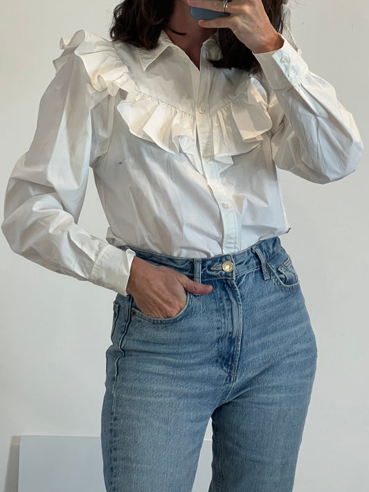 H&M. Camisa blanca volante. T S