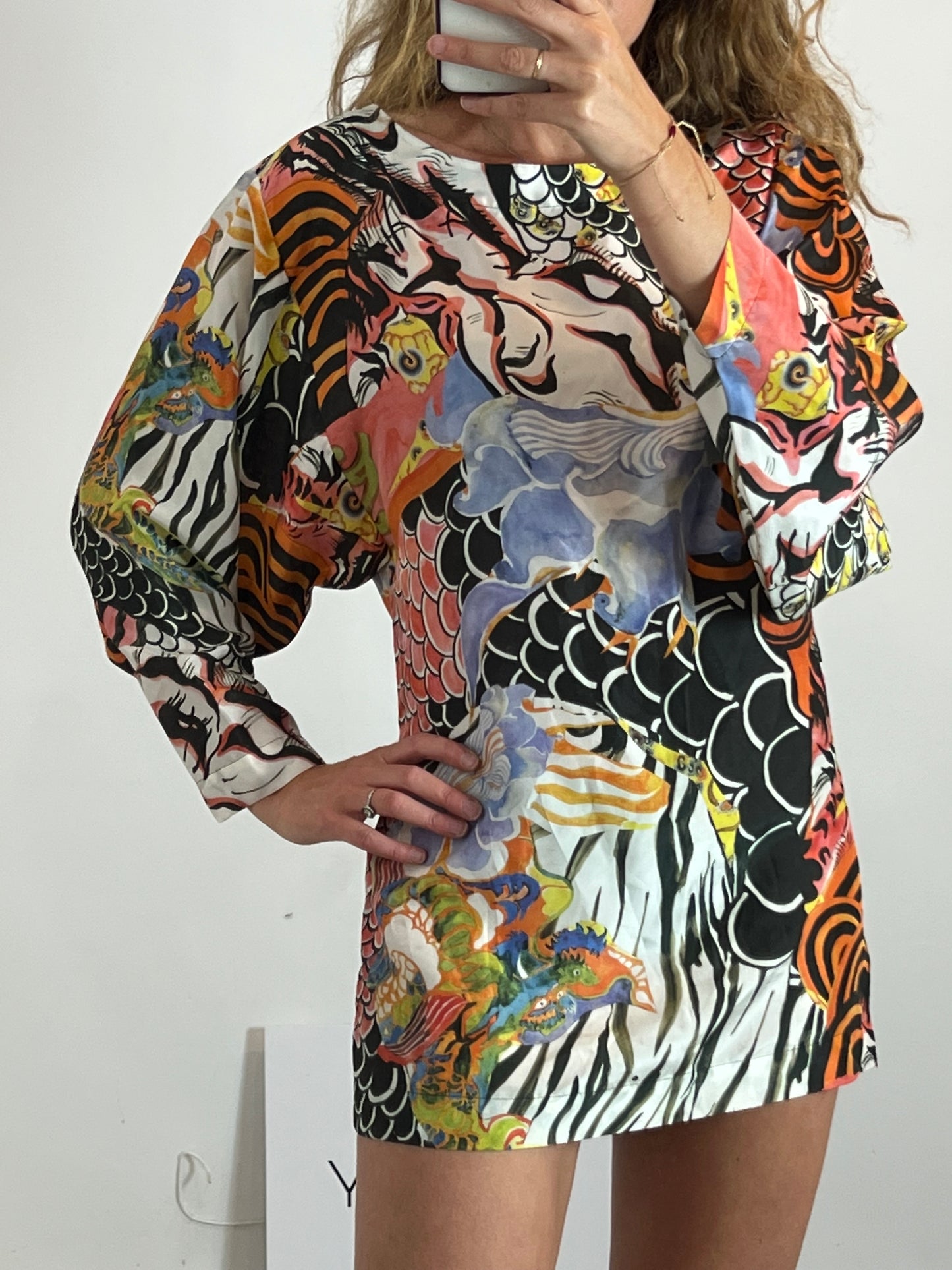 PHILOSOPHY OF ALBERTA FERRETT. Printed silk top/dress. Size 38