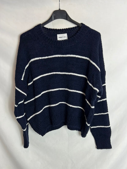 BIMBA Y LOLA. Blue sweater with white stripes. TM