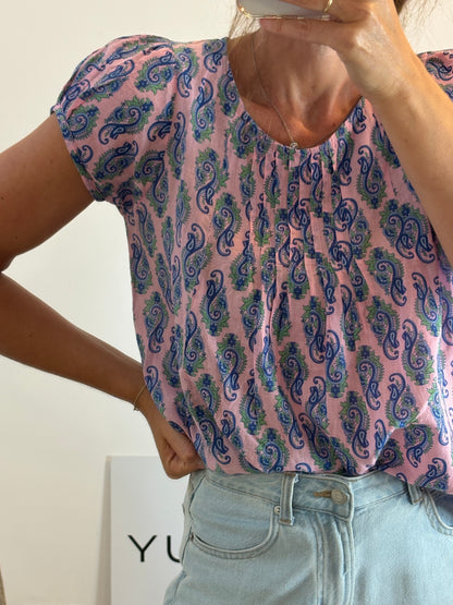 CARDINA. Pink printed blouse T. M