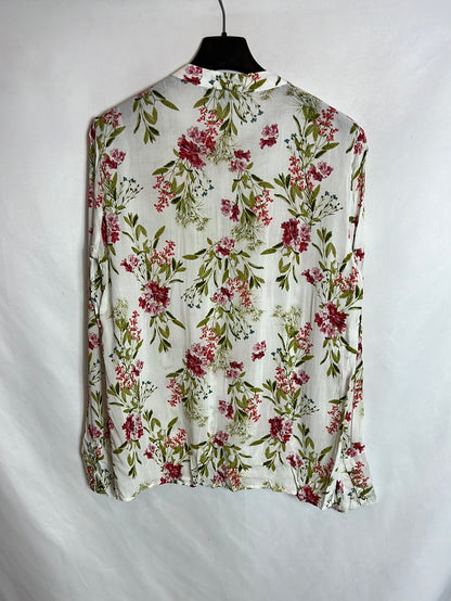 CORTEFIEL. Blusa flores cremallera. T S
