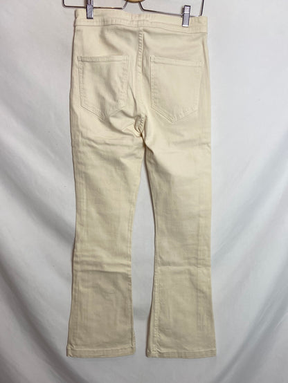 BERSHKA. Beige flared denim pants T.38