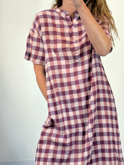 HOD. Vestido largo cuadros malva