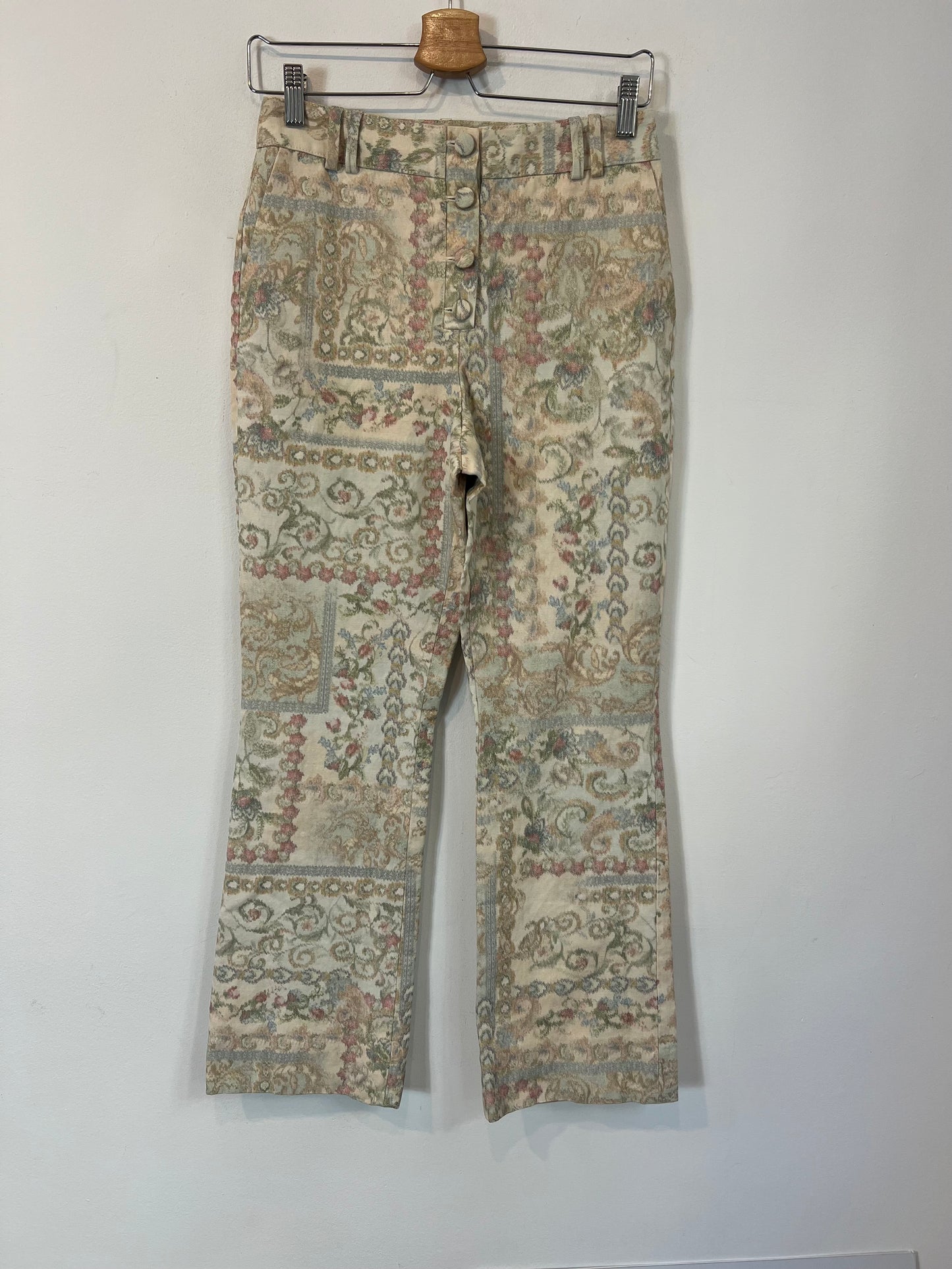 PEDRO DEL HIERRO. Beige printed trousers, size 36