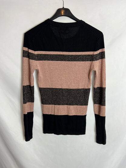 MASSIMO DUTTI. top rayas hilos T.l